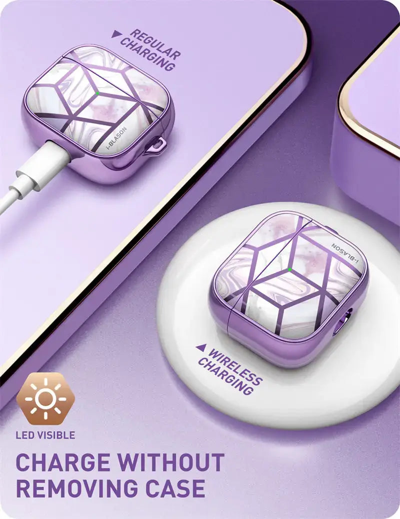 For AirPods 3 Case I-BLASON Cosmo 360° Protective Stylish Marble Case Cover Compatible with AirPods 3rd Generation Case