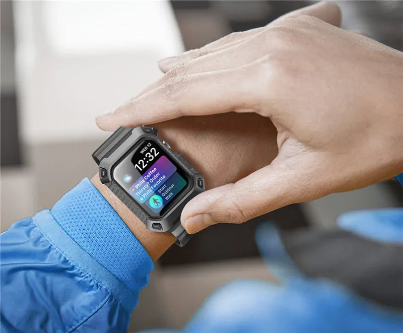 Apple Watch Case 45/44mm – Rugged Protective Cover with Strap for Series 9/8/7/SE