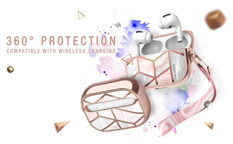 i-Blason Cosmo Case Designed For Airpods Pro,360 Degree Protective Marble Case Cover Compatiable with Apple AirPods Pro
