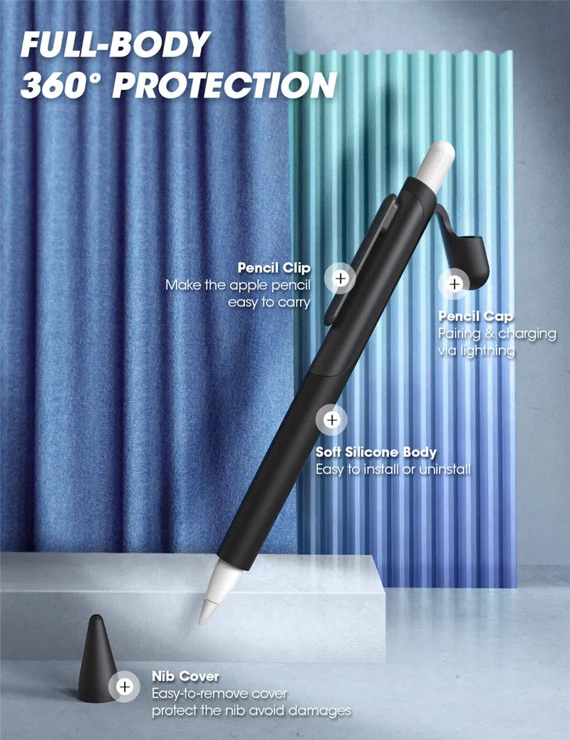 Apple Pencil 1st Gen Silicone Case – Anti-Slip Grip Ultra-Thin Includes 3 Nib Covers