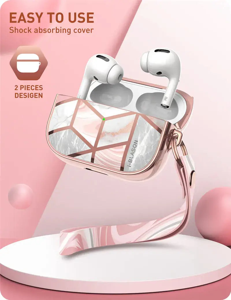 i-Blason Cosmo Case Designed For Airpods Pro,360 Degree Protective Marble Case Cover Compatiable with Apple AirPods Pro