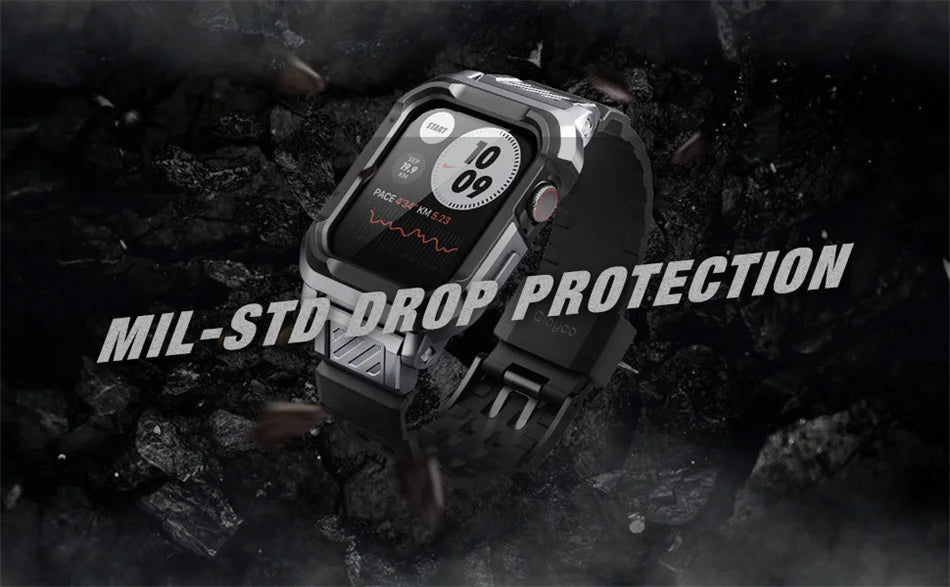 Apple Watch 7/6/SE/5/4 Case (44/45mm) – Rugged Protective Bumper with Adjustable Strap