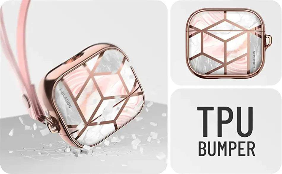For AirPods 3 Case I-BLASON Cosmo 360° Protective Stylish Marble Case Cover Compatible with AirPods 3rd Generation Case
