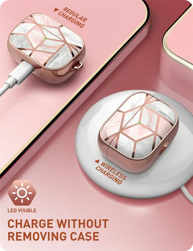i-Blason Cosmo Case Designed For Airpods Pro,360 Degree Protective Marble Case Cover Compatiable with Apple AirPods Pro