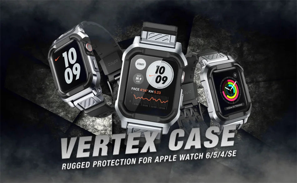 Apple Watch 7/6/SE/5/4 Case (44/45mm) – Rugged Protective Bumper with Adjustable Strap