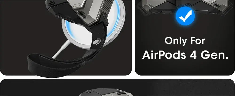 For Apple Airpods 4 Case I-BLASON Matrix Magnetic Automatic Lock Military Protective Case with Lanyard for Airpods 4th
