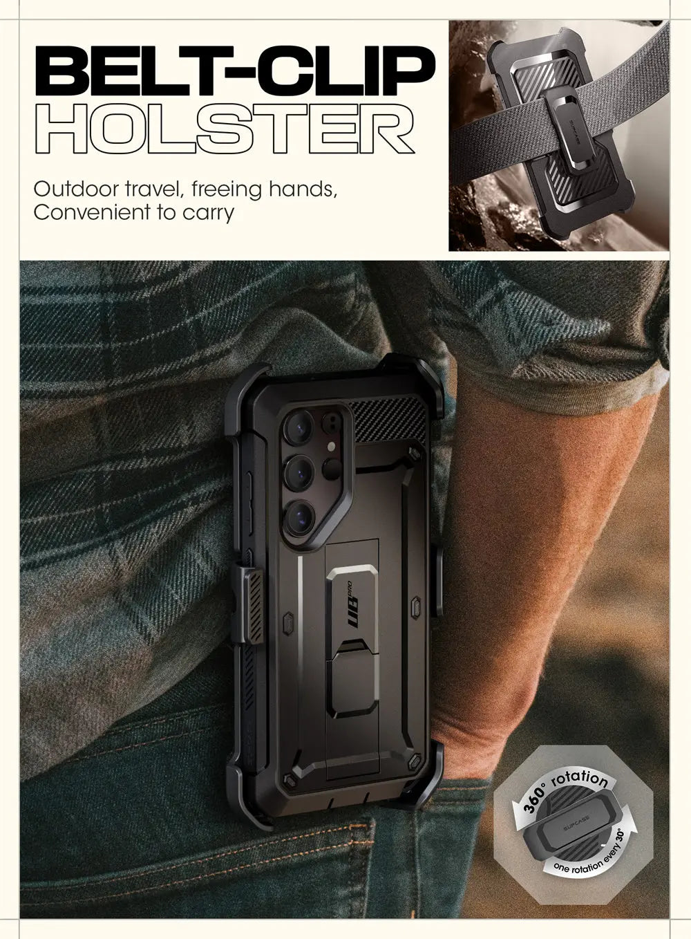 UB Pro Heavy Duty Rugged Case for Samsung Galaxy S25 Ultra with Dual Front Frames & Built-in Screen Protector