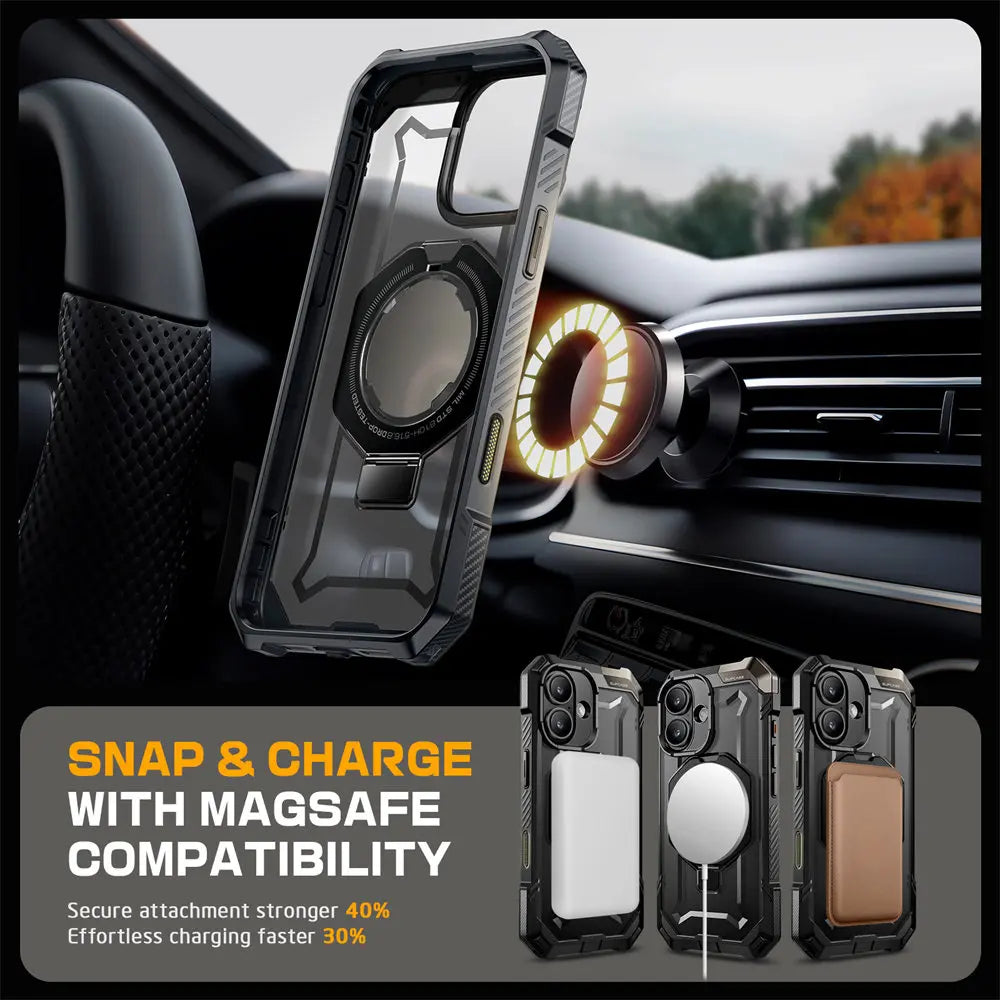 Magnetic Rugged Case for iPhone 16 Plus – Camera Button & Kickstand
