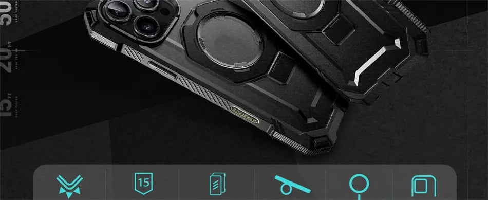 iPhone 16 Pro Max Rugged Case With Camera Button MagSafe Kickstand