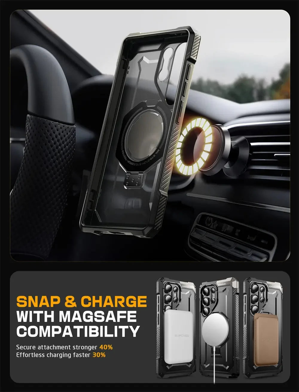 UB Grip Anti-Scratch Heavy Duty Rugged Magnetic Case with Kickstand for Samsung Galaxy S25 Ultra