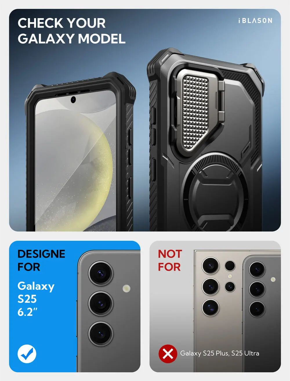 Armorbox Magnetic Phone Case for Samsung Galaxy S25 with Built-in Screen Protector & Camera Cover