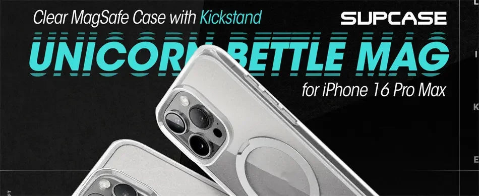 iPhone 16 Pro Max – Clear Magnetic Case with Kickstand & Camera Button