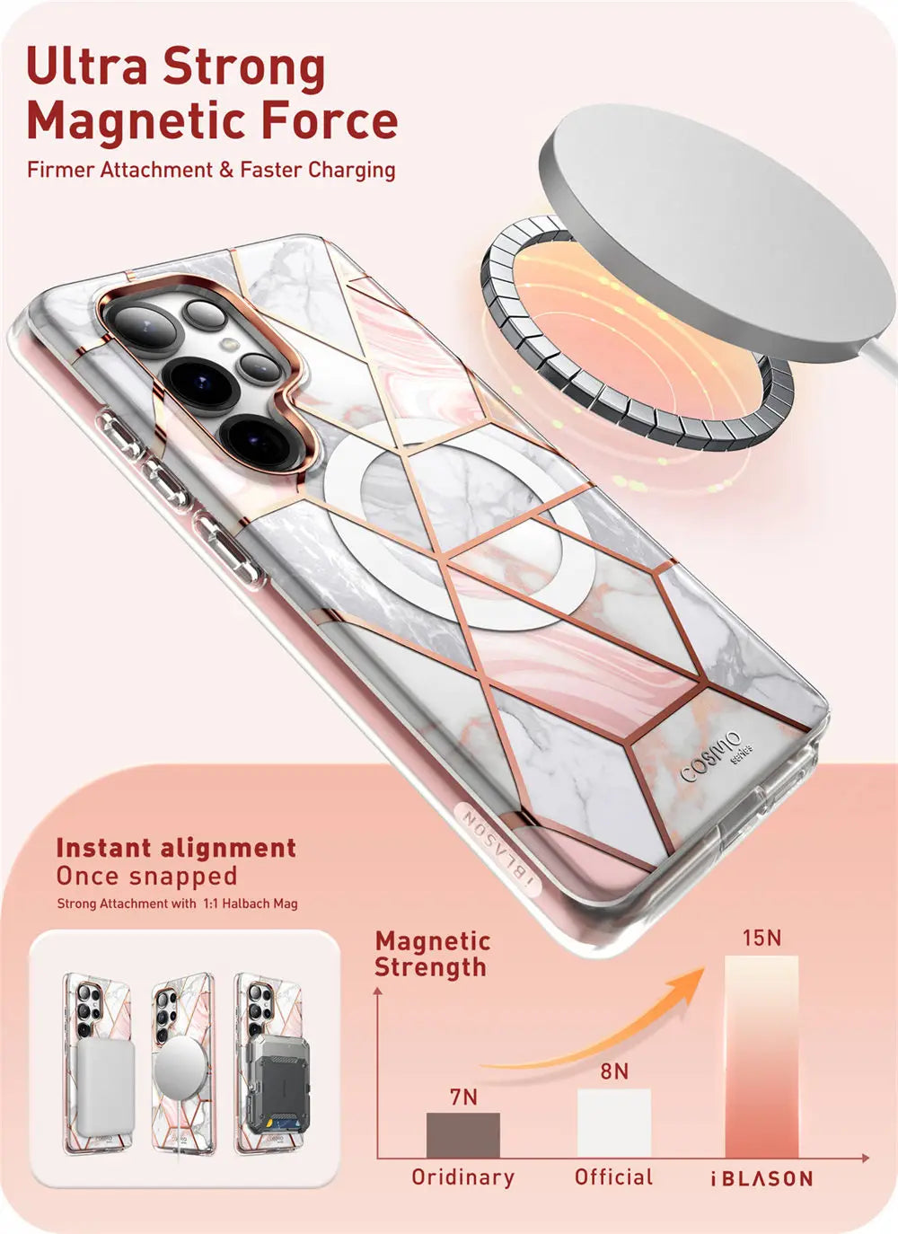 Cosmo Mag Slim Stylish Full-Body Case for Samsung Galaxy S25 Ultra with Built-in Screen Protector