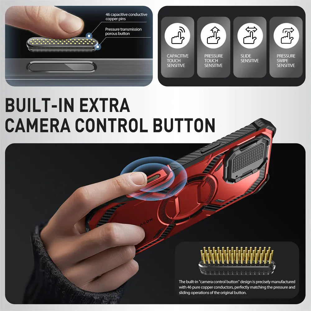 iPhone 16 Pro Max Case with Camera Control Button & Magnetic Kickstand