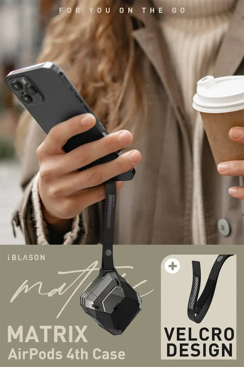For Apple Airpods 4 Case I-BLASON Matrix Magnetic Automatic Lock Military Protective Case with Lanyard for Airpods 4th
