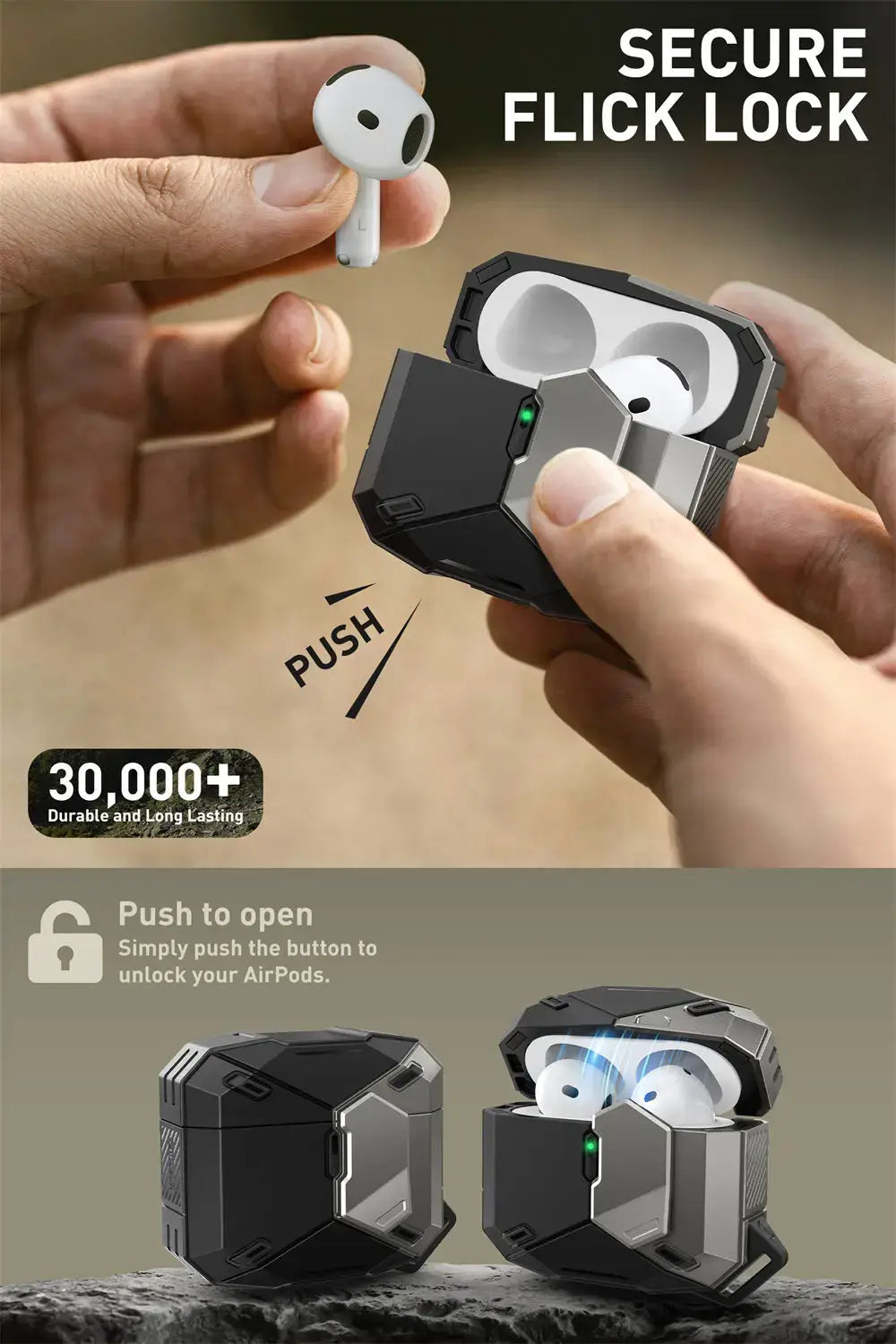 For Apple Airpods 4 Case I-BLASON Matrix Magnetic Automatic Lock Military Protective Case with Lanyard for Airpods 4th