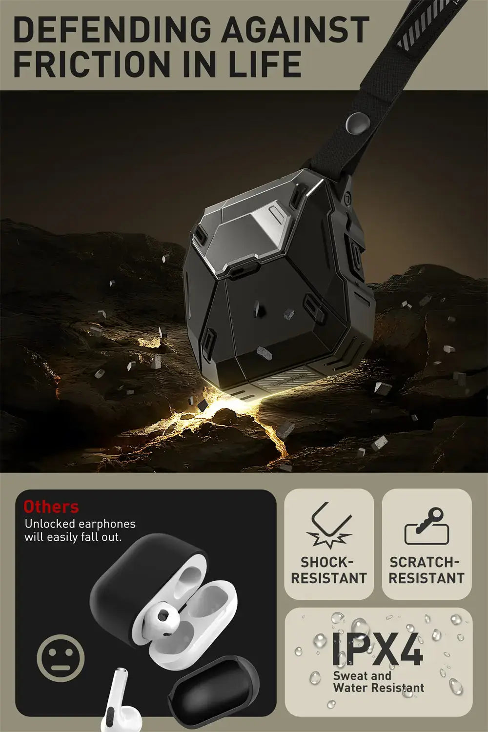 For Apple Airpods 4 Case I-BLASON Matrix Magnetic Automatic Lock Military Protective Case with Lanyard for Airpods 4th
