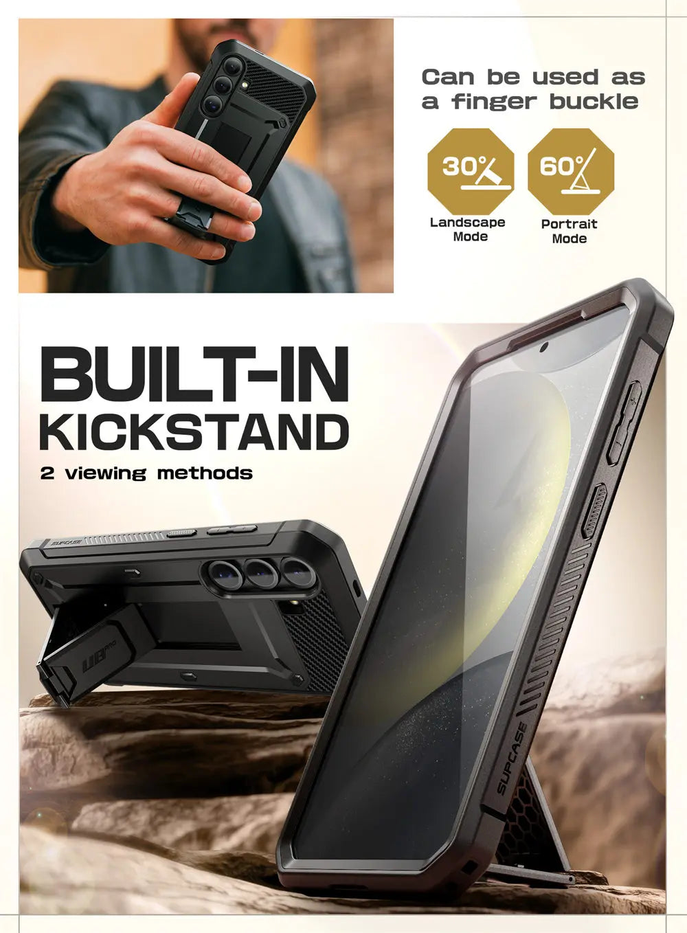 UB Pro Heavy Duty Rugged Case for Samsung Galaxy S25 Plus with Dual Front Frames & Built-in Screen Protector