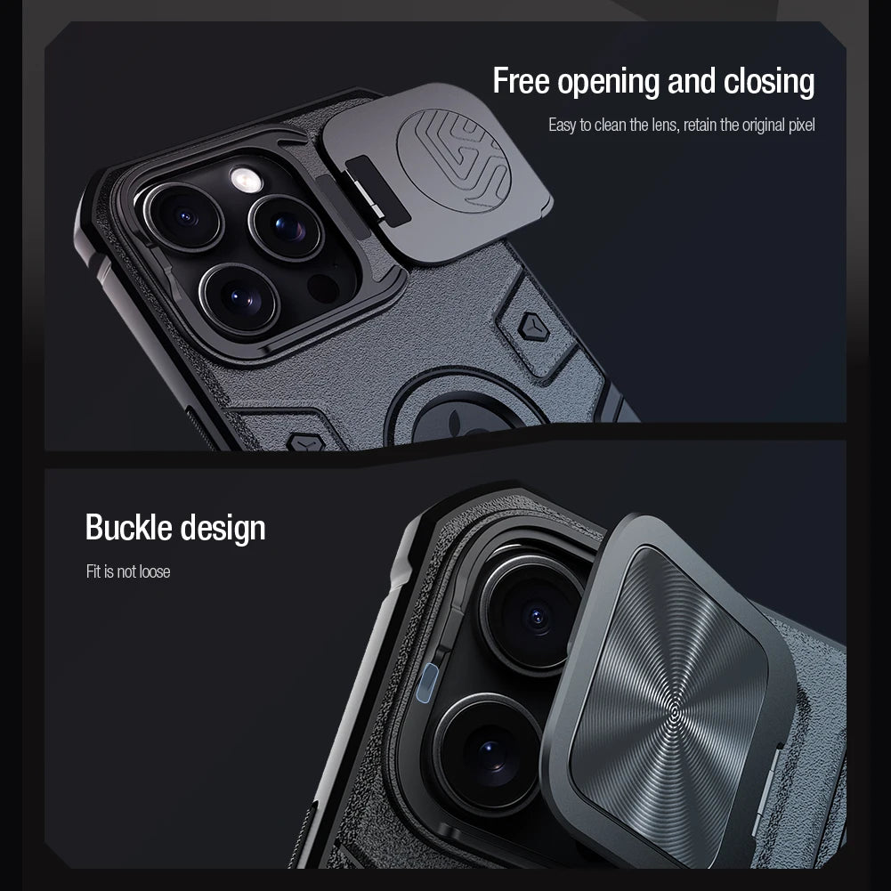 Magnetic Shockproof Case with Lens Holder for iPhone 16 Pro Max
