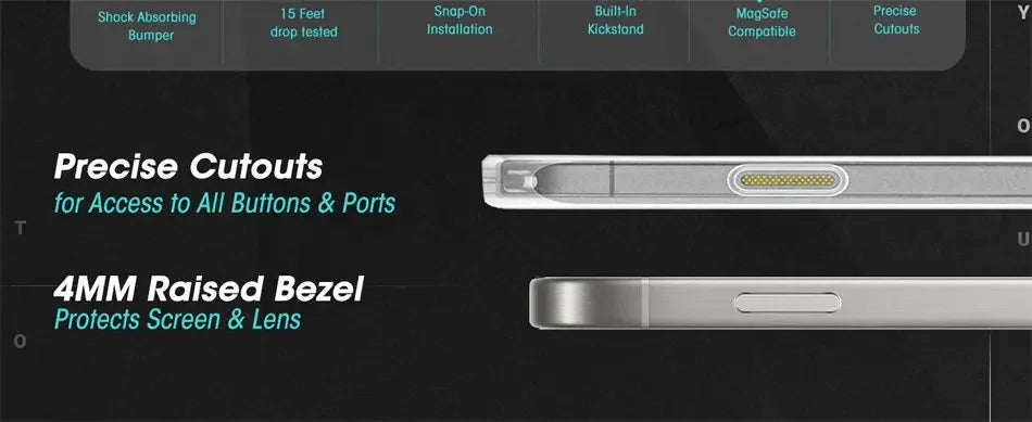 iPhone 16 Pro Max – Clear Magnetic Case with Kickstand & Camera Button
