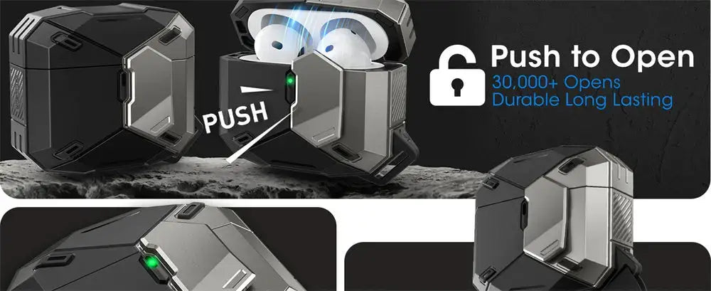 For Apple Airpods 4 Case I-BLASON Matrix Magnetic Automatic Lock Military Protective Case with Lanyard for Airpods 4th