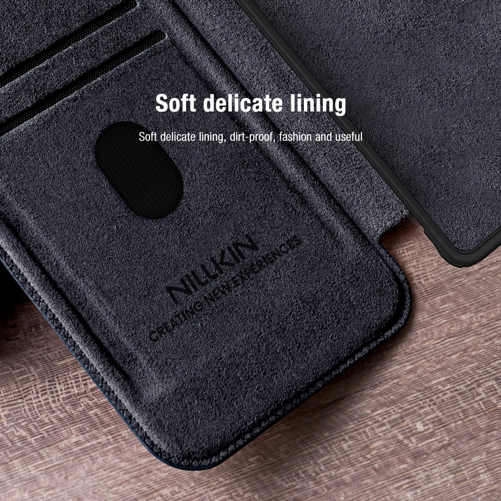 Samsung S25 Plus Flip Leather Case with Camera Cover & Card Slot | Premium