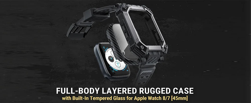 Apple Watch 9/8/7 Case (45mm) – UB Pro Rugged Protective Case with Built-in Tempered Glass Screen Protector