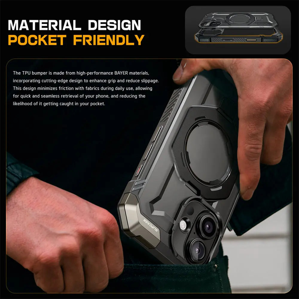 Magnetic Rugged Case for iPhone 16 Plus – Camera Button & Kickstand
