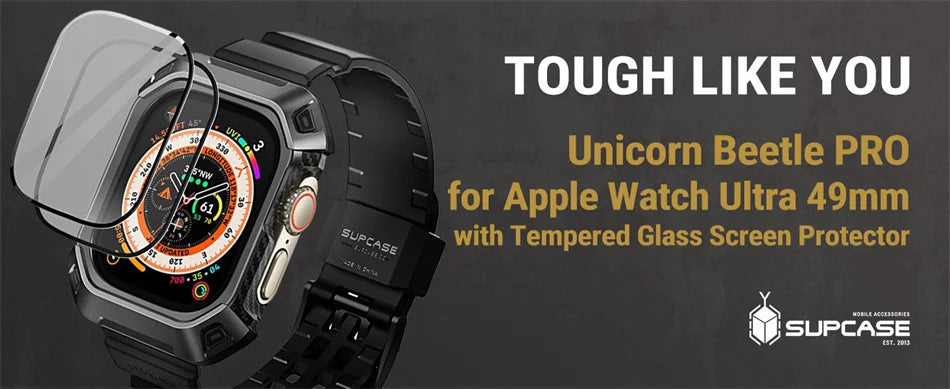 Apple Watch Ultra Case 49mm (2022/23) – Rugged Protective Cover with Strap & Screen Protector