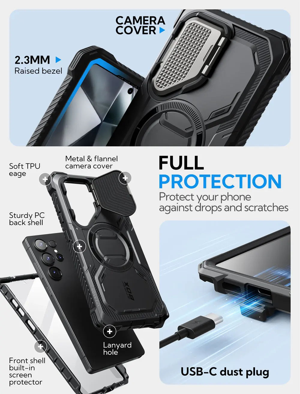 Armorbox Full-Body Rugged Case for Samsung Galaxy S25 Ultra with Built-in Screen Protector