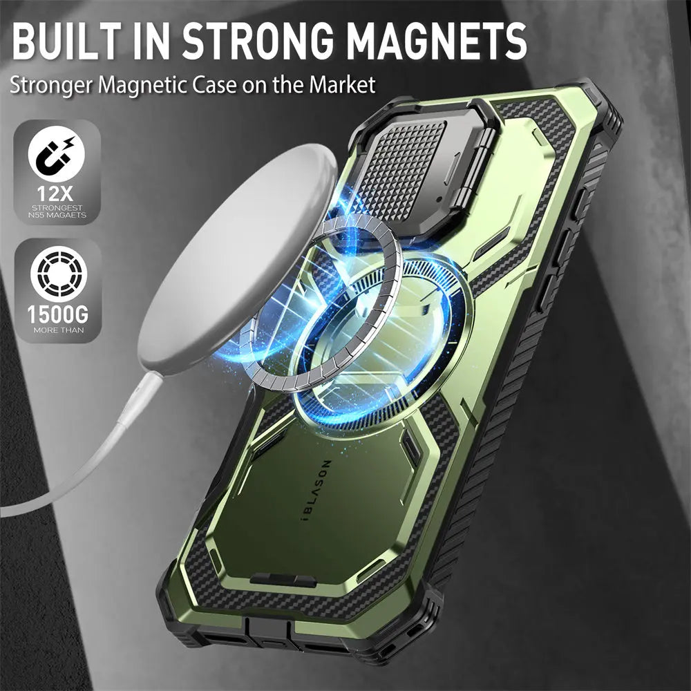 iPhone 16 Plus - Rugged Armorbox MagSafe Case with Screen Protector & Kickstand