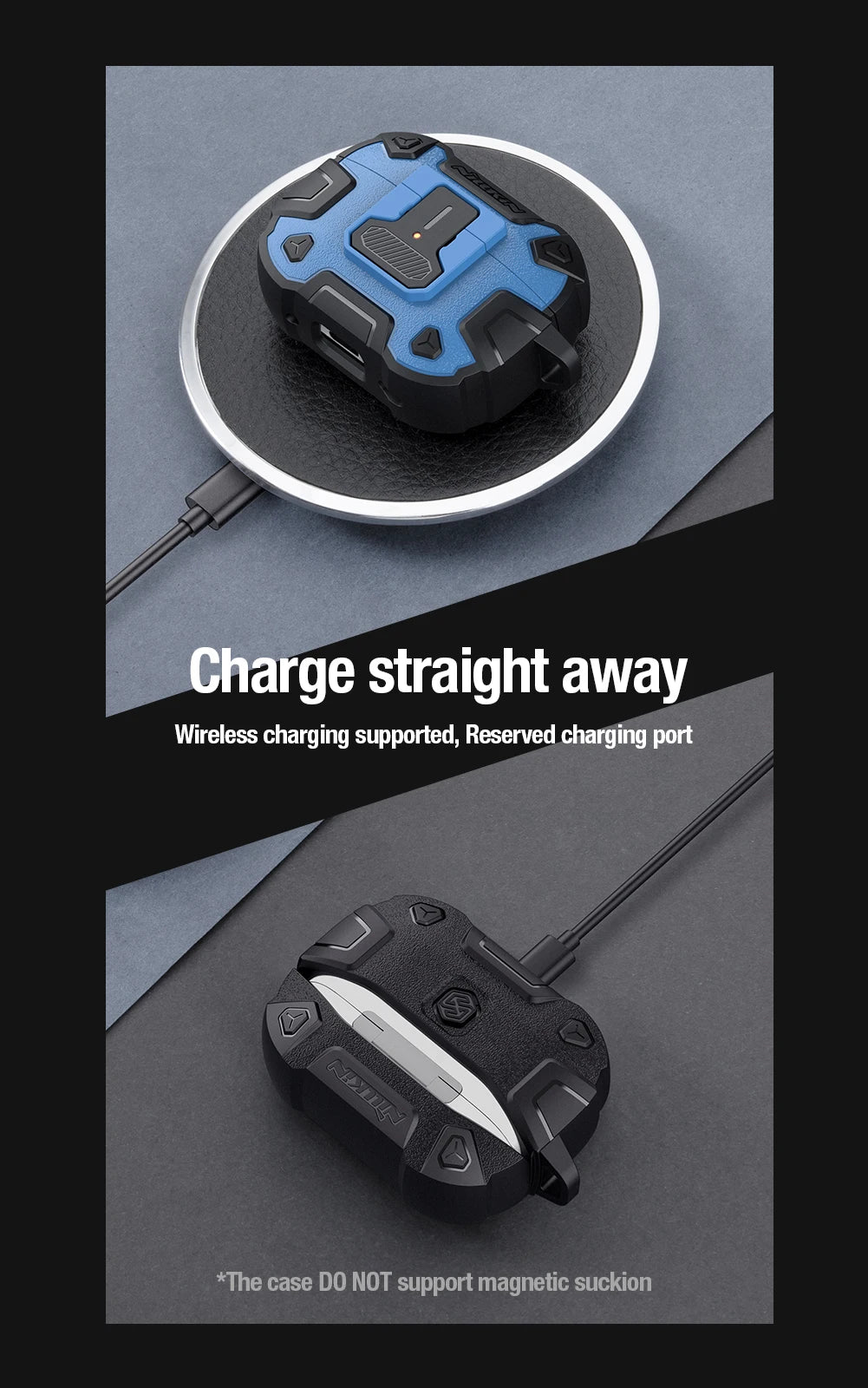 NILLKIN For AirPods Pro2 2022 Case Switch Cover for AirPods Pro 2nd Generation Wireless Earphone With Hook Keychain