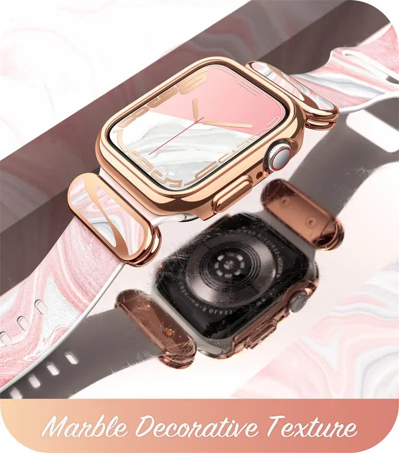Apple Watch 7/6/SE Case (40/41mm) – Stylish Protective Case with Adjustable Soft Strap Bands