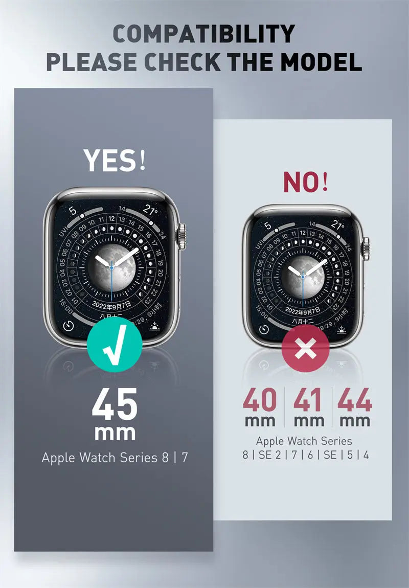 Apple Watch 9/8/7 Case 45mm | Rugged Band with 2-Pack Screen Protectors