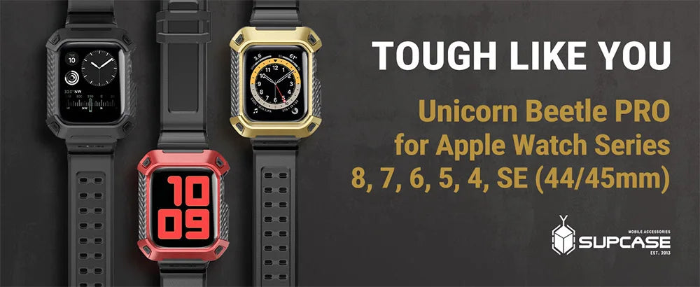 Apple Watch Case 45/44mm – Rugged Protective Cover with Strap for Series 9/8/7/SE