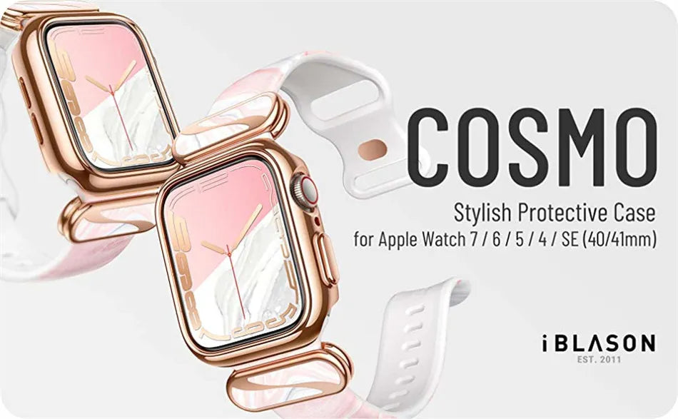 Apple Watch 7/6/SE Case (40/41mm) – Stylish Protective Case with Adjustable Soft Strap Bands