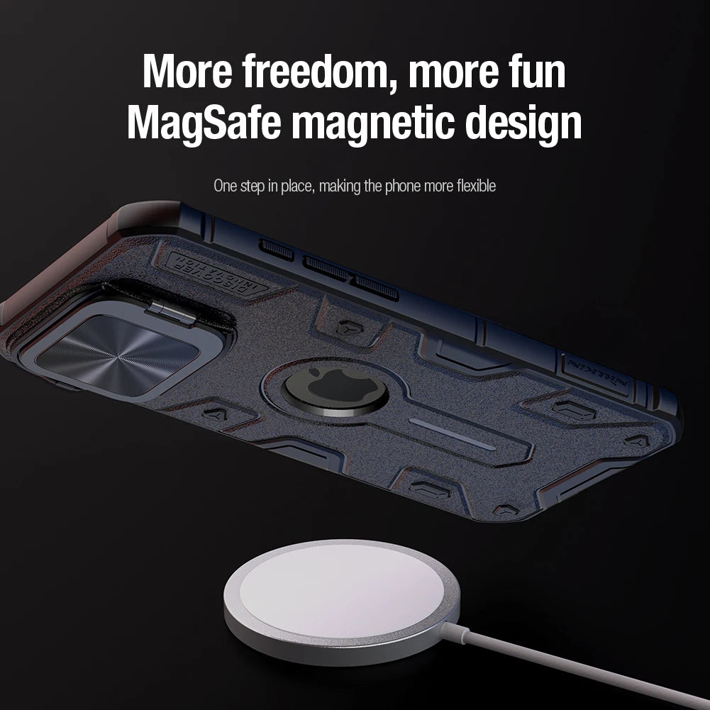 Magnetic Shockproof Case with Lens Holder for iPhone 16 Pro Max