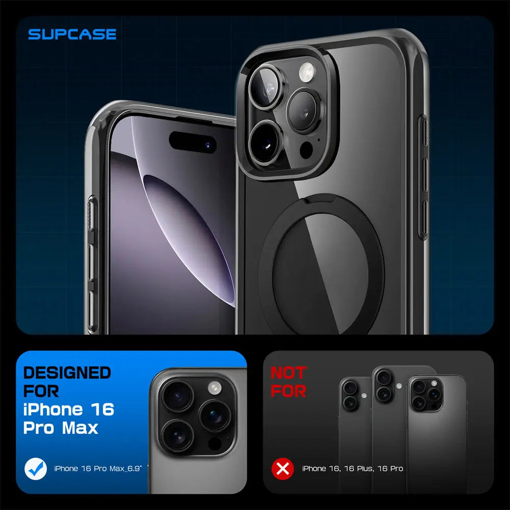 iPhone 16 Pro Max – Clear Magnetic Case with Kickstand & Camera Button