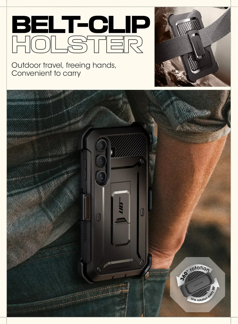 UB Pro Heavy Duty Rugged Case for Samsung Galaxy S25 Plus with Dual Front Frames & Built-in Screen Protector
