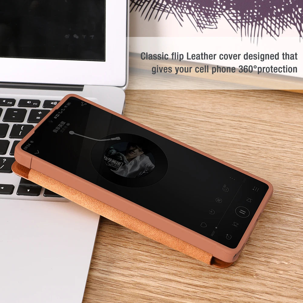 Samsung S25 Plus Flip Leather Case with Camera Cover & Card Slot | Premium