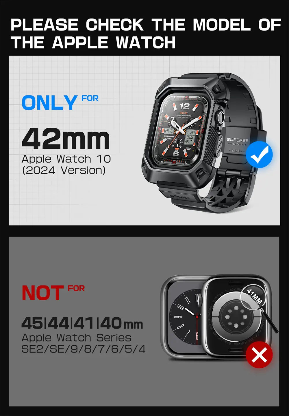 Apple Watch 10 Rugged Case 42mm – Heavy-Duty Protective Cover with Adjustable Strap