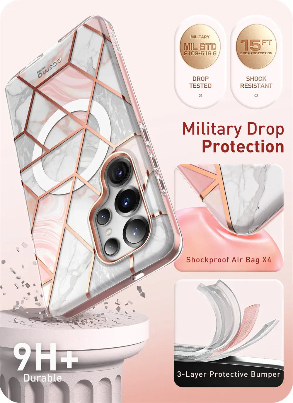 Cosmo Mag Slim Stylish Full-Body Case for Samsung Galaxy S25 Ultra with Built-in Screen Protector