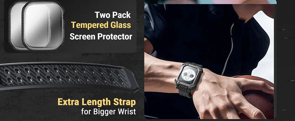 Apple Watch 9/8/7 Case (45mm) – UB Pro Rugged Protective Case with Built-in Tempered Glass Screen Protector
