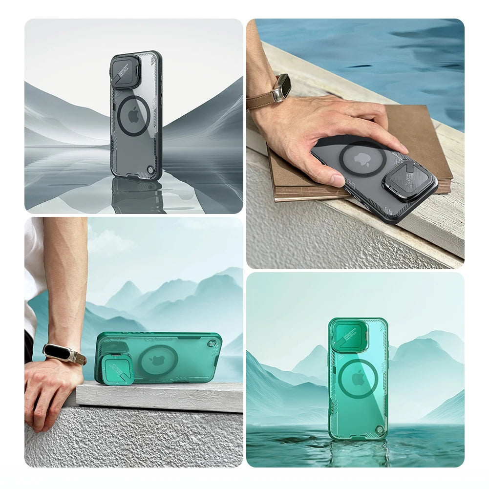 Eco-Friendly MagSafe Shockproof Case with Lens Stand for iPhone 16 Plus