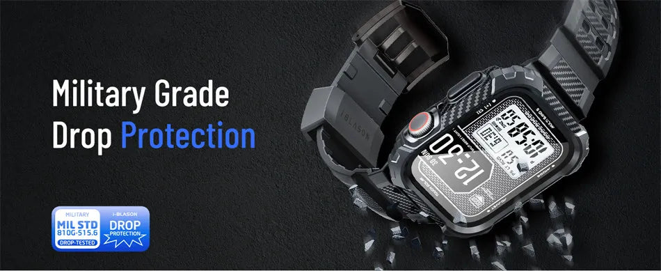 Apple Watch 9/8/7 Case 45mm | Rugged Band with 2-Pack Screen Protectors