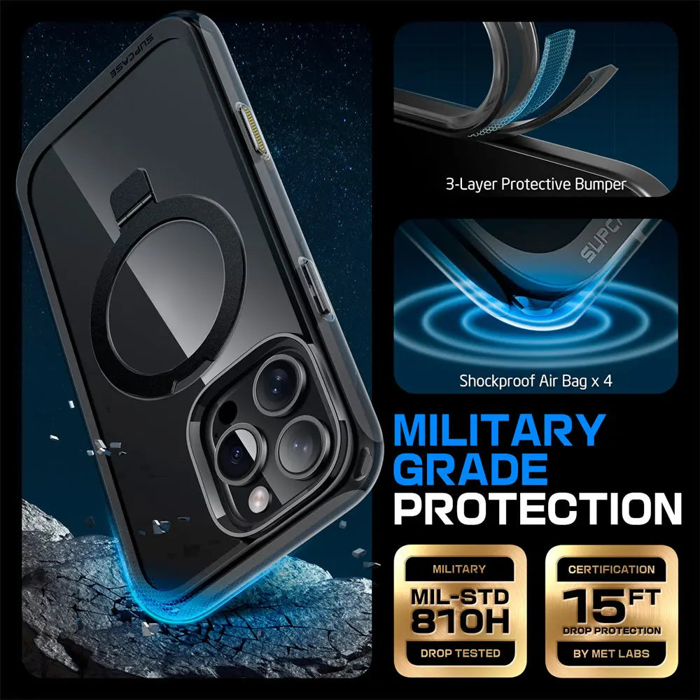 iPhone 16 Pro Max – Clear Magnetic Case with Kickstand & Camera Button