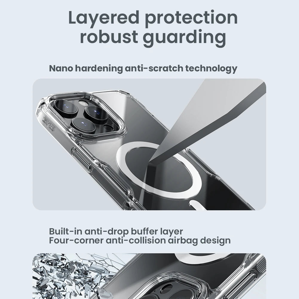 iPhone 16 MagSafe Case – Hybrid TPU Transparent Cover with Shockproof Protection