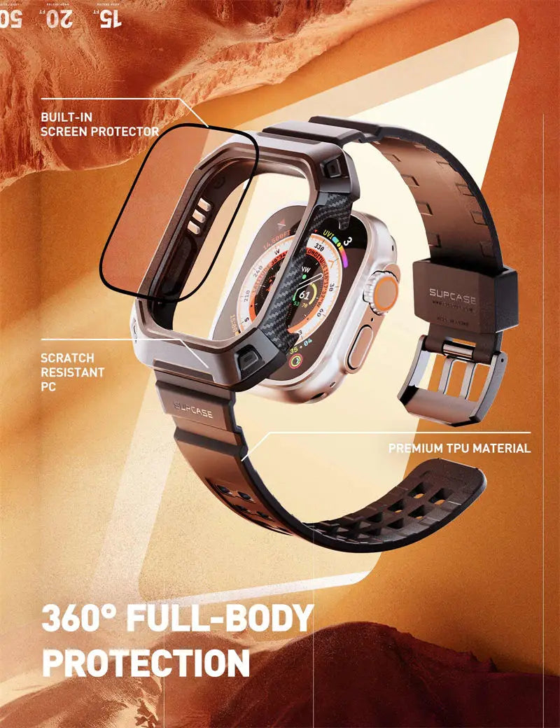 Apple Watch Ultra Case 49mm (2022/23) – Rugged Protective Cover with Strap & Screen Protector