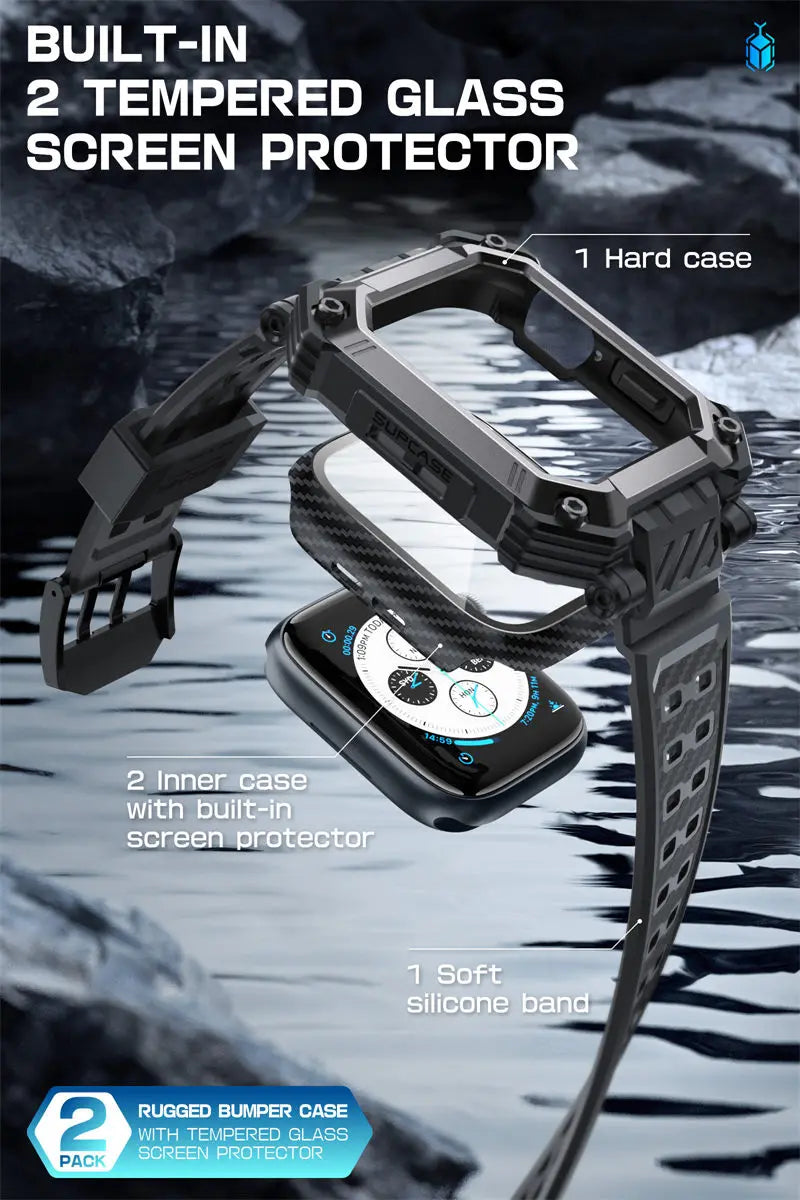 Apple Watch 9/8/7 Case (45mm) – UB Pro Rugged Protective Case with Built-in Tempered Glass Screen Protector