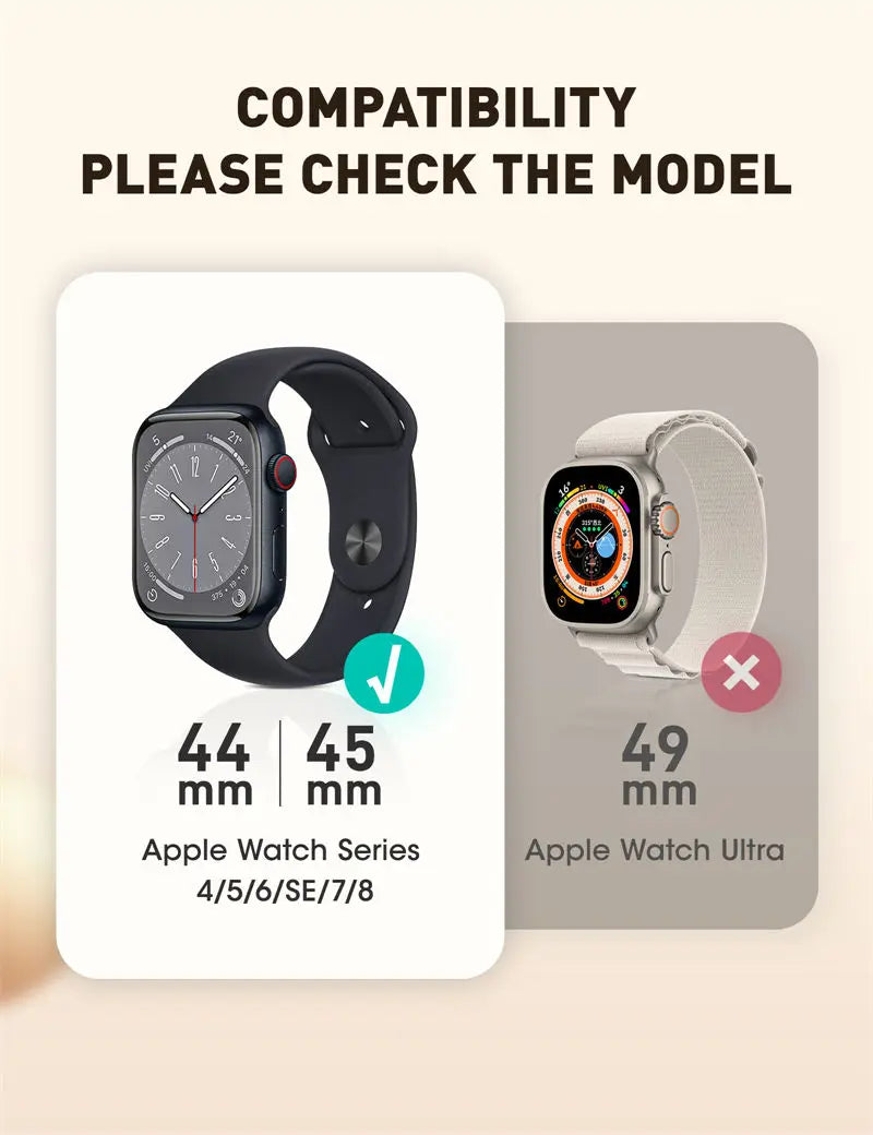 Apple Watch 9/8/7/6/5/4/SE (45/44mm) Rugged Case with Magnetic Silicone Band
